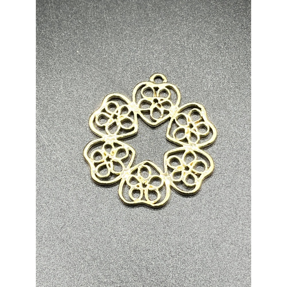 Gold Tone Floral Heart Filigree Charm‎ Pendant Jewelry Making Crafting Supplies